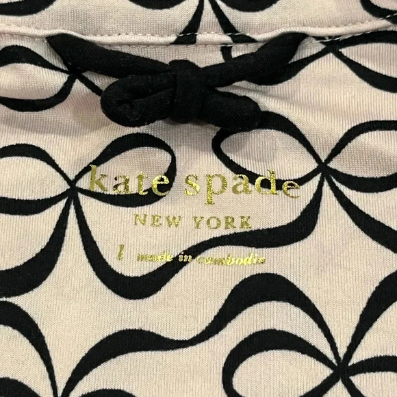 Kate Spade Pink Black Bow Print Short Sleeve & Pants Pajama Set Womens Large - Picture 6 of 13
